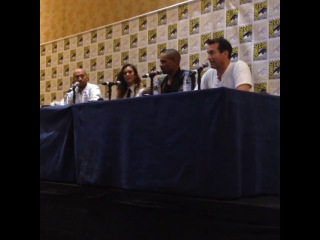 at the fox sdcc press conference for letsbecops w/ damonwayansjr robriggle keeganmichaelkey